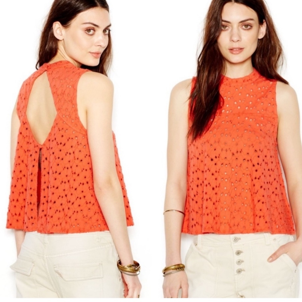 Free People Cupcake Mali Eyelet Swing Crop Top - Picture 6 of 7